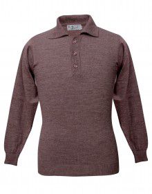 Men pure wool sweater plain collar brown
